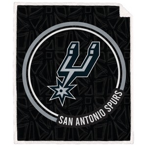 NBA San Antonio Spurs Doodle Circle Flannel Fleece Faux Shearling Blanket - 1 of 1