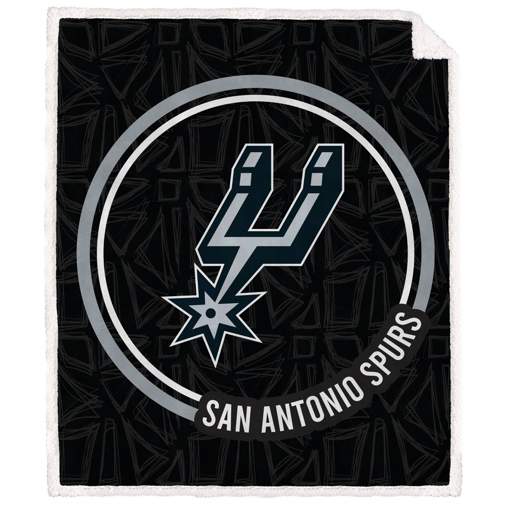 Photos - Duvet NBA San Antonio Spurs Doodle Circle Flannel Fleece Faux Shearling Blanket