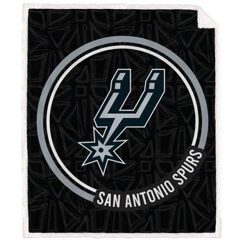 NBA San Antonio Spurs Doodle Circle Flannel Fleece Faux Shearling Blanket