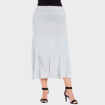 24seven Comfort Aapparel Womens Plus Elastic Waist Comfortable Fit Maxi Skirt