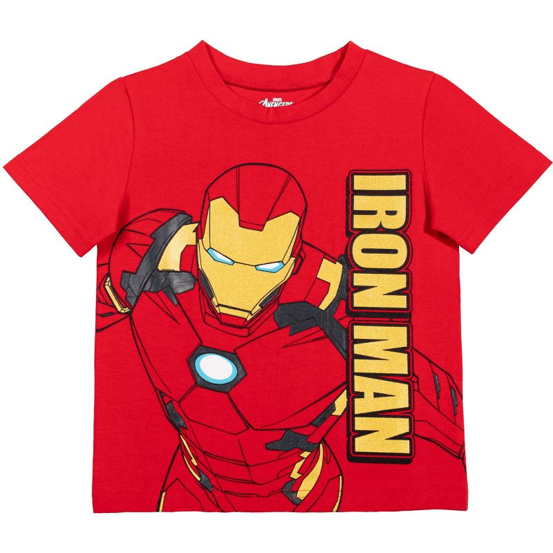 Marvel Avengers Black Panther Captain America Iron Man Hulk Little Boys 4 Pack T-Shirt , 5 of 8