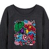 Women's - Marvel - Avengers America Stickers Style Lightweight French Terry Wide Neck Long Sleeve Shirt - 2 of 4