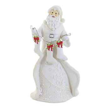 Roman 9.0 Inch Santa Figure Pearl Christmas White Nostalgic Figurines