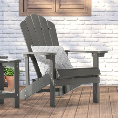 Sonkuki Faux Wood Adirondack Chair with High Back and Wide Seat