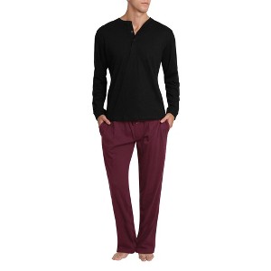 SLEEPHERO Henley Long Sleeve Tee Shirt with Knit Pajama Pants with Pockets - 1 of 4