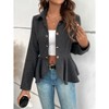 Coolmee Women Elegant Blazer Business Work Office Peplum Hem Jacket Open Front Herringbone Coats - 2 of 4