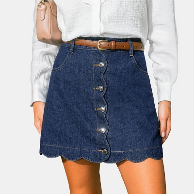 Women‘s Chic Button-Front Denim Mini Skirt - Cupshe