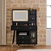 APRILSOUL Modern Makeup Vanity Desk with Mirror and Lights, Retractable Dressing Table with Drawers and Cabinet Black - 2 of 4