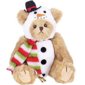 Bearington Frost E Bear Christmas Stuffed Animal, 10 Inch Snowman Plush Teddy Bear Decor - 1 of 4