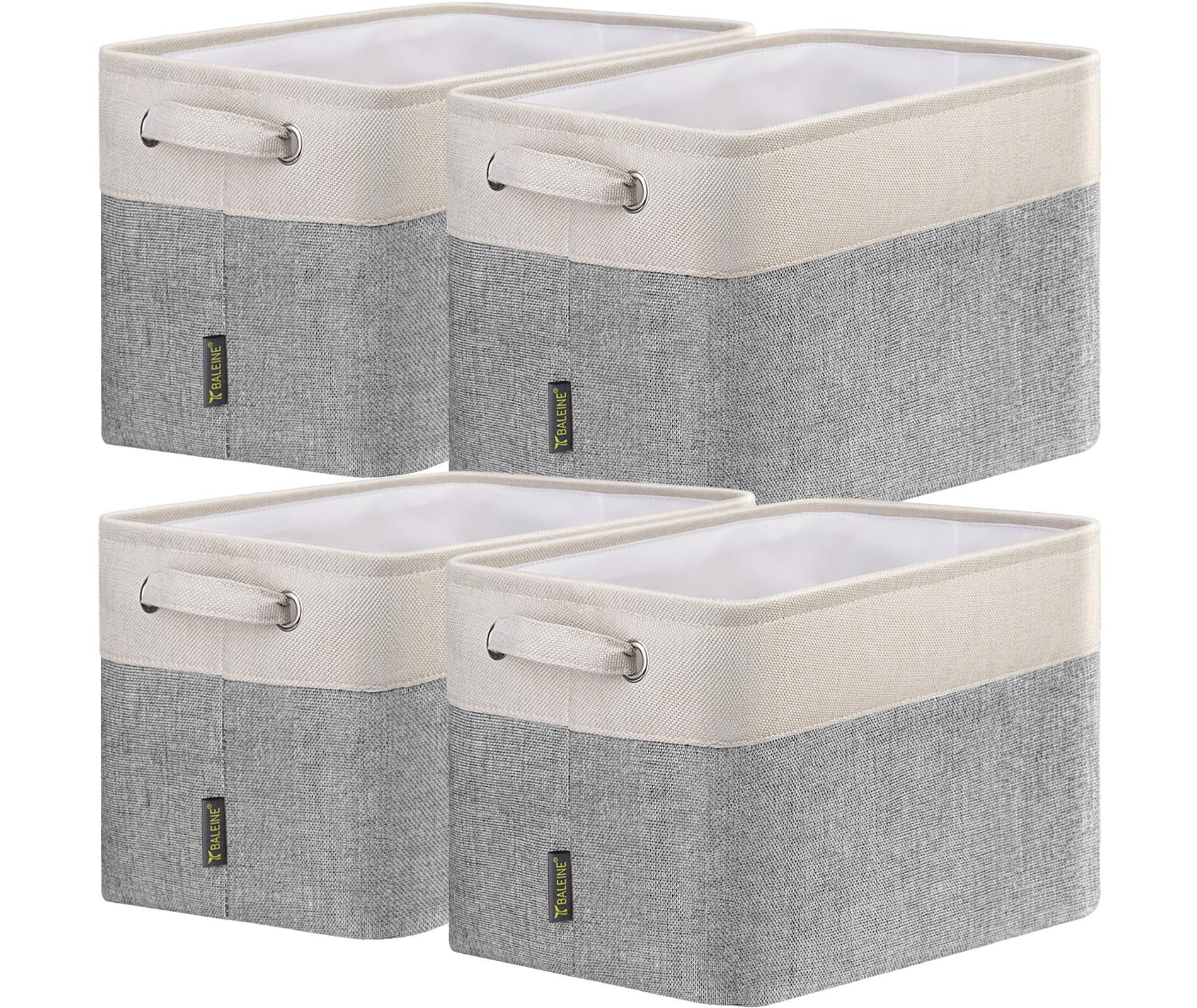4pc Collapsible Fabric Storage Bin Cloth Baskets - HOMLUX: 15"x11"x9.5" with Handles