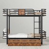 Twin XL Over Twin XL Metal Bunk Bed with MDF Guardrails, Built-In Ladder, and 2 Storage Drawers, Industrial Style - 3 of 4