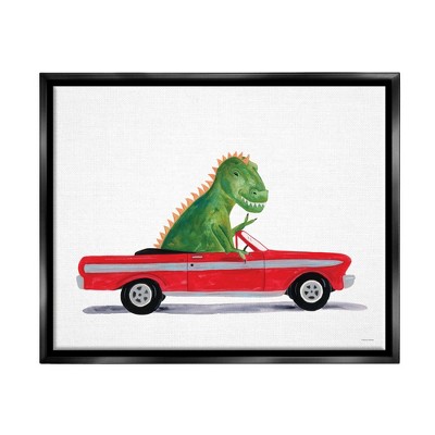 Stupell Industries Dinosaur Monster Sports Car Framed Canvas
