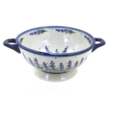 Blue Rose Polish Pottery Lavender Fields Colander