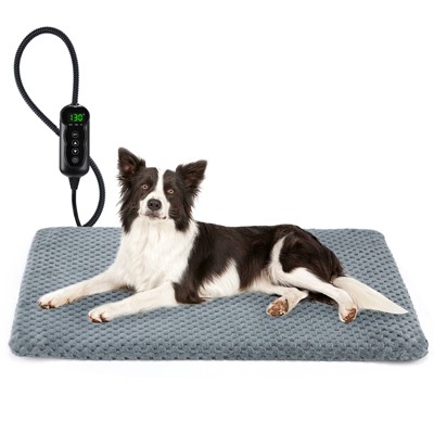 JOEJOY Heated Cat Bed, 11-Temp Adjustable Pet Heating Pad with Timer, Waterproof Electric Dog Heating Mat with Chew Resistant Cord
