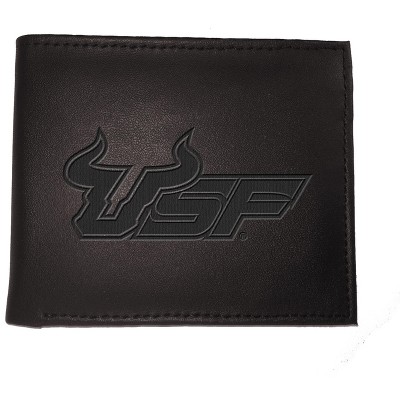 Evergreen NCAA South Florida Bulls Black Leather Bifold Wallet Officially Licensed with Gift Box