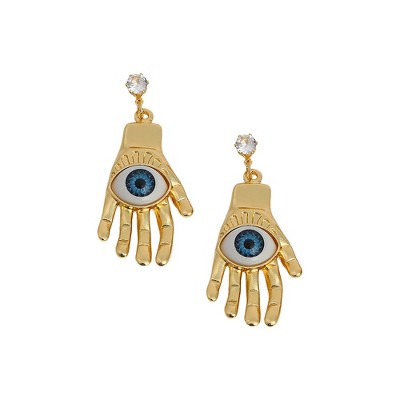 SOHI Women's California Gold The Hamsa Drop Earrings