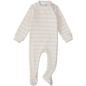 MiniMe Unisex Baby Metallic Striped Side-Zipper Footie - 1 of 2