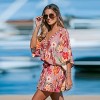 Women's Vibrant Floral Print Beach Dress with Batwing Sleeves - Cupshe - 2 of 4