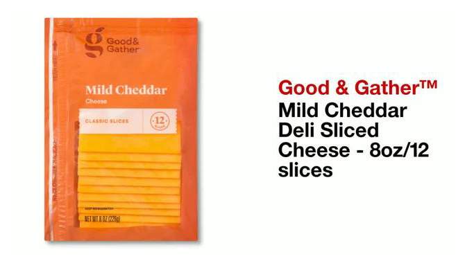 Mild Cheddar Deli Sliced Cheese - 8oz/12 slices - Good &#38; Gather&#8482;, 2 of 5, play video