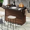Zeus & Ruta Kitchen Island on Wheels with Drop Leaf, Trash Can Storage, Spice Rack, Towel Rack & Adjustable Shelf - 4 of 4