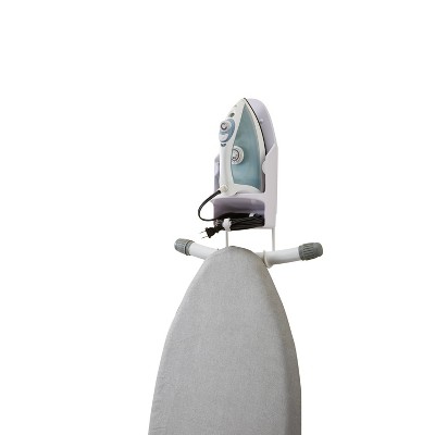 White Plastic Wall Mount Iron and Ironing Board Organizer