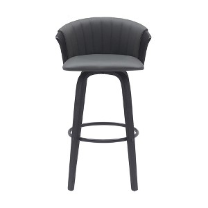 HomeRoots 30" Gray And Black Faux Leather Swivel Bar Height Bar Chair - 1 of 4