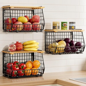 3 Pack Wire Fruit Basket for Kitchen Storage: Hanging and Counter Basket for Vegetable Produce - 1 of 4