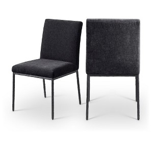 Meridina Furniture,Reeves Black Chenille Fabric Upholstered Dining Side Chair, Set of 2 - 1 of 4