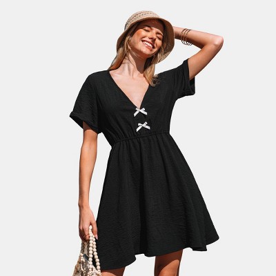 Women's Breezy Black Lace-Up Dress for Summer Days - Cupshe