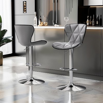 Vatros Swivel Bar Stools Upholstered Adjustable Height Counter Stools Set of 2