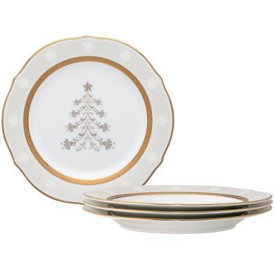 Noritake Charlotta Gold Set of 4 Tree Accent Plates