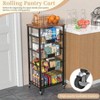 Kitchen Storage Cart with 5 - Tier Baskets, Wood Top, Rolling Snack Cart, Metal Black, Easy to Move, Durable Storage Solution - 3 of 4