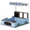 Qaba Kids Wooden Sandbox with Canopy, Grocery Store Outdoor Sand Box with Bench Seats, Bottom Liner, Drawing Board, Planting Boxes for Backyard, Blue - 4 of 4