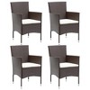 vidaXL 4X Poly Rattan Patio Dining Chairs with Cushions - Brown, Ergonomic Outdoor Seating for Garden/Balcony/Patio - 2 of 4