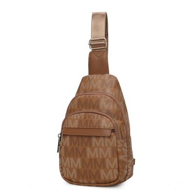 MKF Collection Helaena M Logo-Printed Vegan Leather Sling Bag for Women, Crossbody Purse by Mia K