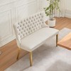 ORRD Velvet Double Dining Loveseat Bench, 2-Seat Tufted Bench with Gold Legs Mid Century Modern for Kitchen & Dining, Beige - 3 of 4