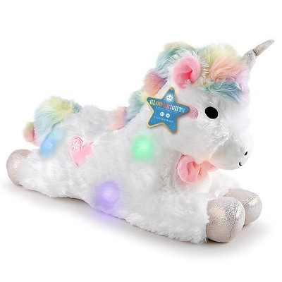 FAO Schwarz Glow Brights Toy Plush LED with Sound Unicorn 15" Stuffed Animal