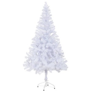vidaXL Artificial Christmas Tree with Stand - 5 ft, 380 Branches, PVC Material, White, Easy Assembly - 1 of 4