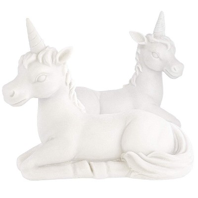 2-Piece Set Paint Your Own Unicorn Decorative Figurines for DIY Painting, 6 x 3 x 5.5 Inches