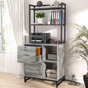 Aheaplus Filing Cabinet with Lock & Charging Station - 1 of 4