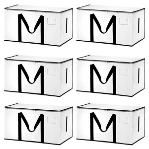 Unique Bargains Foldable Extra Large Moving Underbed Storage Bags with Reinforced Handle 6 Pcs - 1 of 4