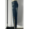 Mocamel Women's Wide - Leg Jeans, Distressed Denim with Yellow Floral Embroidery, High - Waisted Loose Fit Pants - 3 of 4