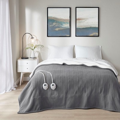ETL certified 100% polyester Electric Blanket Solid Fleece to Faux-Shearling Heated Blanket