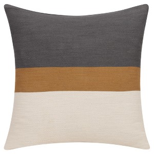 20" X 20" Brown Striped Cotton Zippered Pillow - 1 of 4