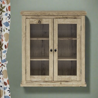 Teamson Home Donovan Removable Two-Door Wall Cabinet with Adjustable Shelves, Light Oak