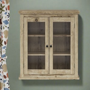 Teamson Home Donovan Removable Two-Door Wall Cabinet with Adjustable Shelves, Light Oak - 1 of 4