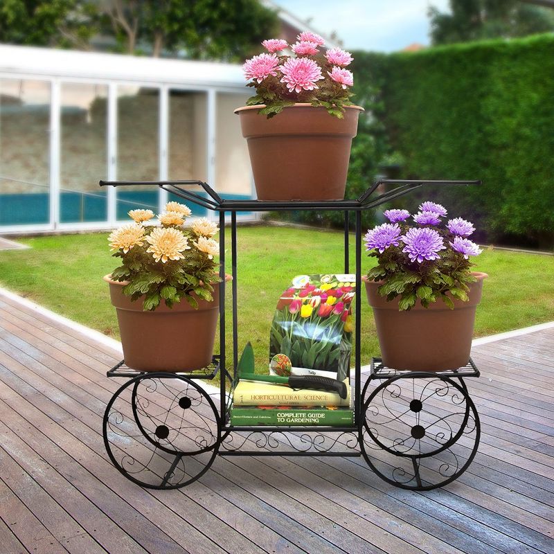 Sorbus Flower Cart Pot Display Rack - Black: 6-Tier Beautiful Style Plant Stand for Indoor & Outdoor Decor, 4 of 12