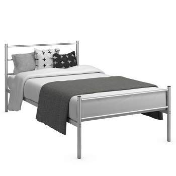 Costway Twin Size Metal Bed Frame Platform Mattress Foundation W/ Headboard Silver