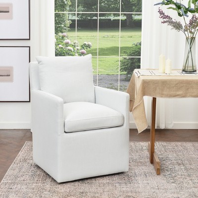 KINWELL 25" Performance Fabric Upholstered Rolling Dining Armchair