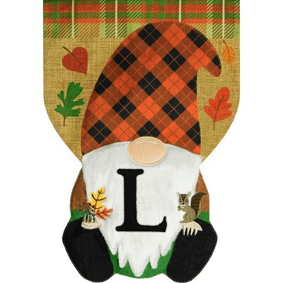 Fall Gnome Burlap Monogram Letter L Garden Flag 18" x 12.5" Briarwood Lane